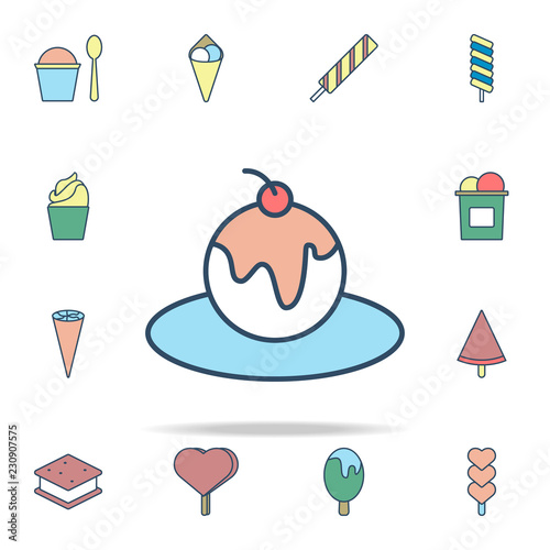 ice cream in plate colored icon. Ice cream icons universal set for web and mobile