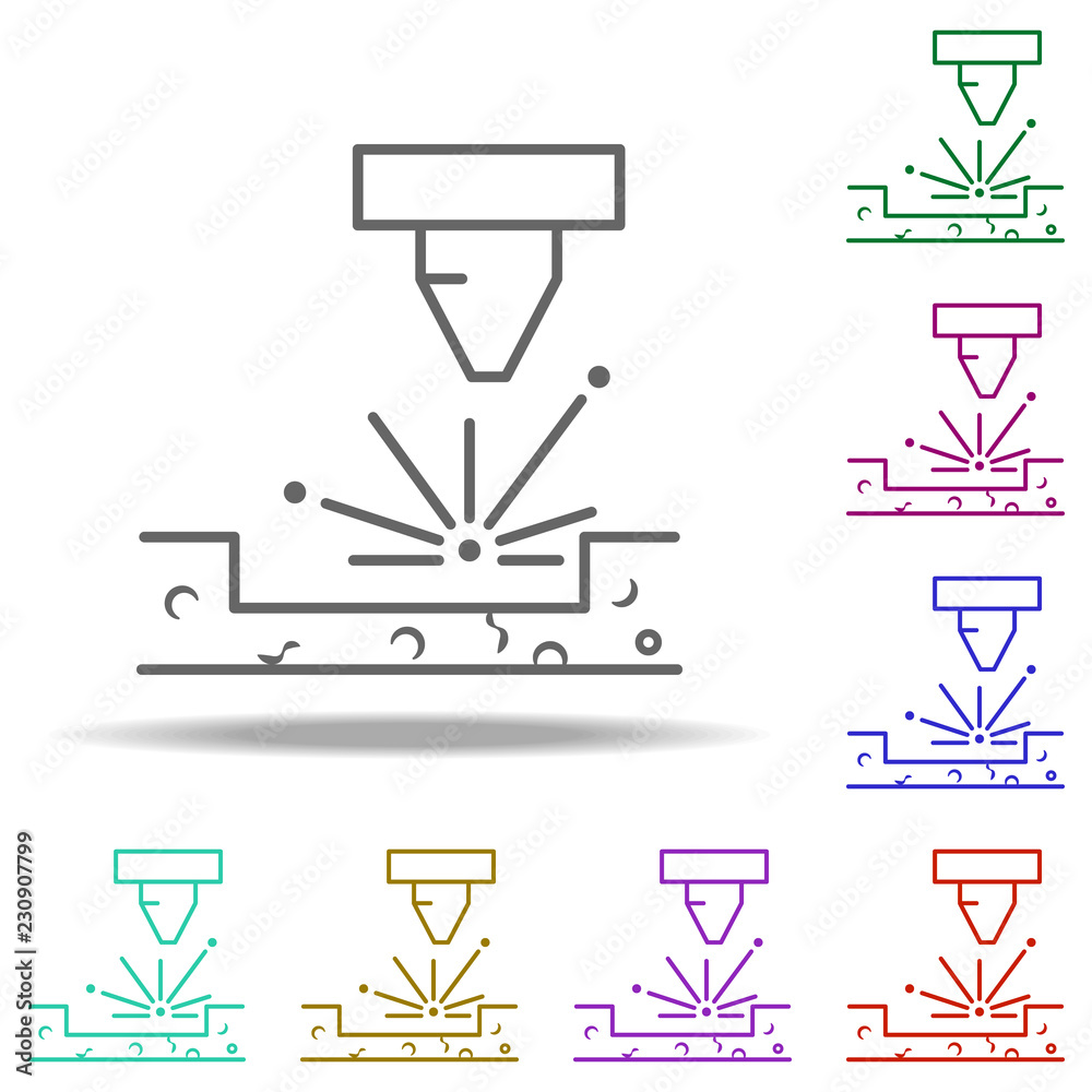 Obraz premium Laser wood cutting icon. Elements of Laser in multi color style icons. Simple icon for websites, web design, mobile app, info graphics