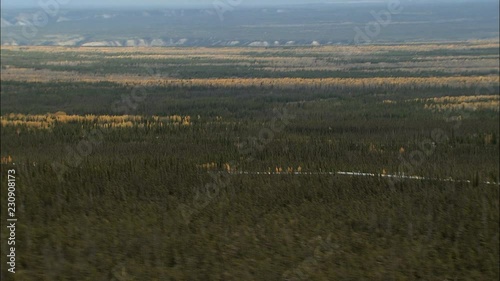 Aerial Trans Alaskan Oil Pipeline forest Wilderness Mountain photo