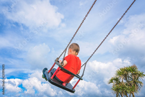 Boy having fun on the swing