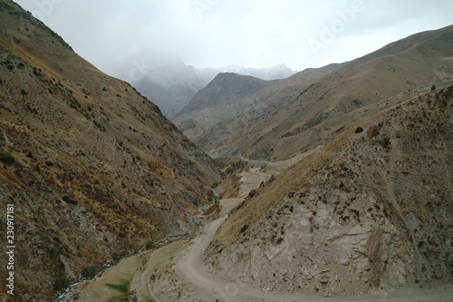 Pamir, Pamir Mountains, Pyanzh River, snowy peaks, Asia, Badakhshan photo