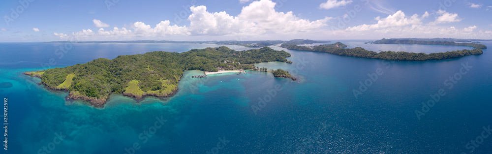 Naklejka premium Wide angle Tropical island aerial panorama