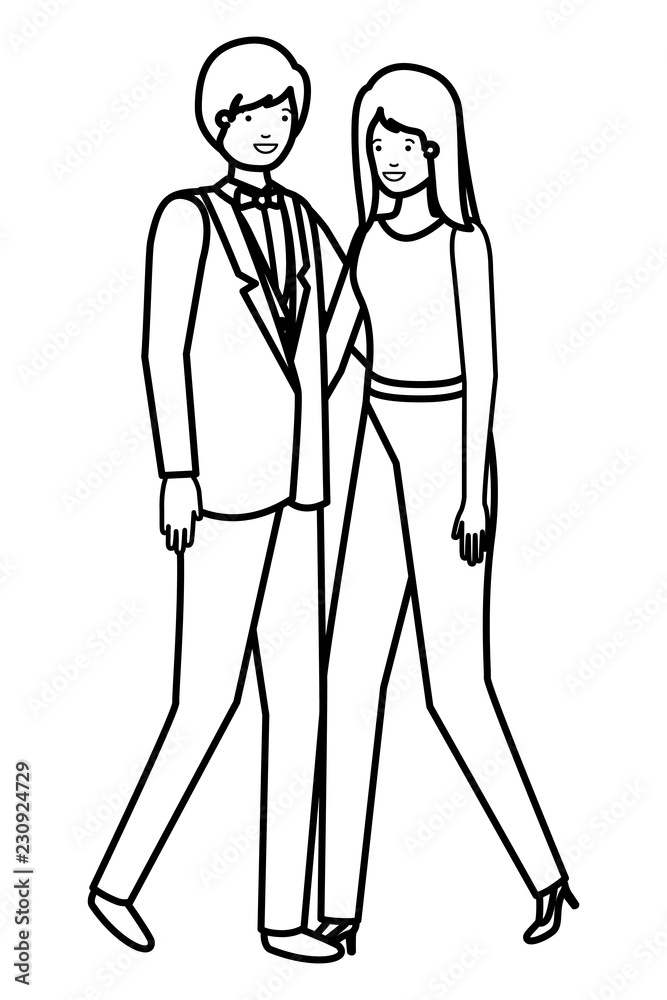 young couple of business avatar character young couple of business avatar character