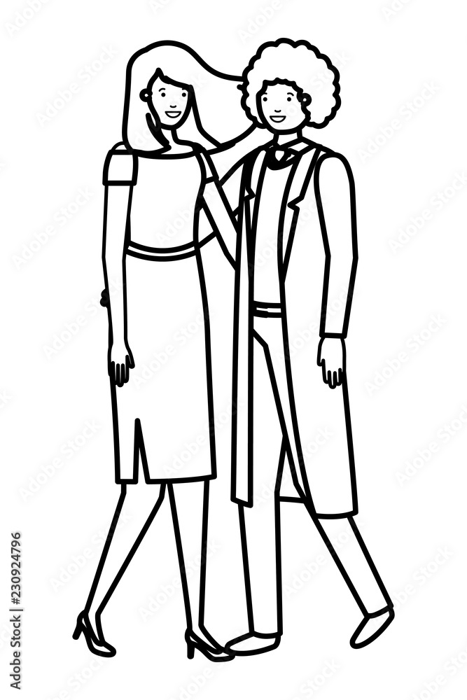 young couple of business avatar character young couple of business avatar character