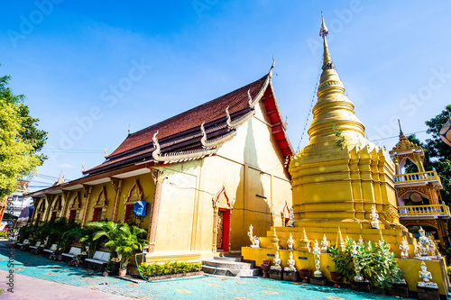 Thai style church with ancient pagoda in Pa Sang Ngam temple photo