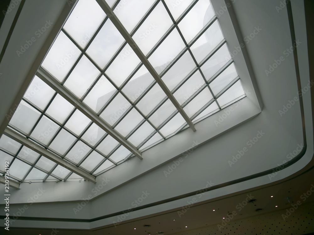 Low Angle View Inside of Modern Building Structure Low Angle View Inside of Modern Building Structure