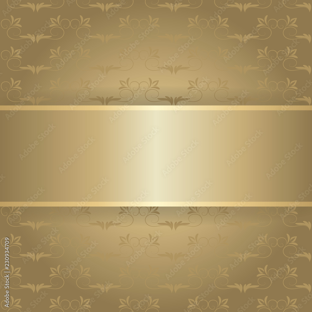 Golden vintage background with pattern ornaments.