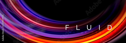 Mixing color waves on black, liquid flowing shapes