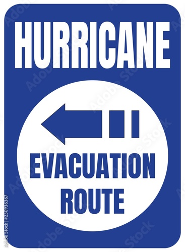 Hurricane Evacuation Route Road Sign Blue Square White Circle