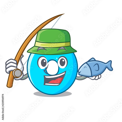 Fishing cartoon the number zero color blue