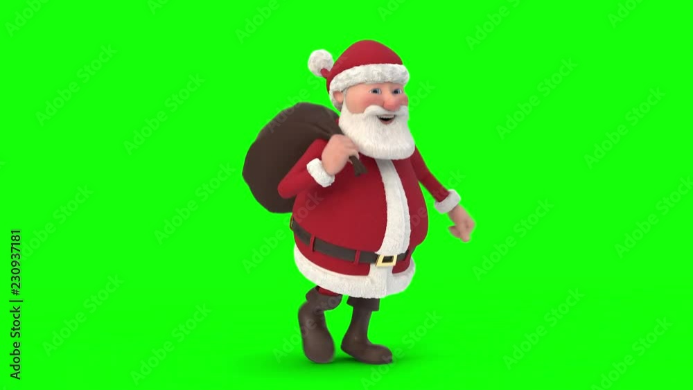 Seamless looping animation of a cartoon Santa Claus running on a green background. Three quarter view. High quality 3d animation Seamless looping animation of a cartoon Santa Claus running on a green background. Three quarter view. High quality 3d animation