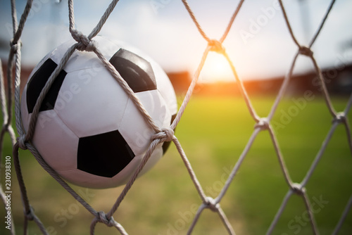 Soccer into goal success concept © Johnstocker