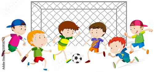 Group of boys playing soccer