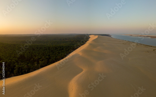 Aerial View Dune of Pilate, France. the largest sandy desert in Europe