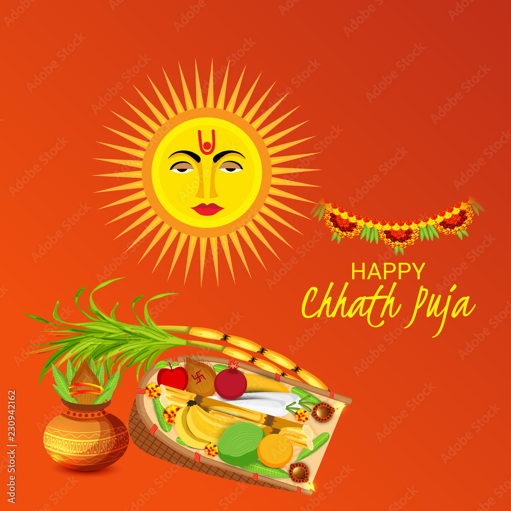 Naklejka premium Happy Chhath Puja.