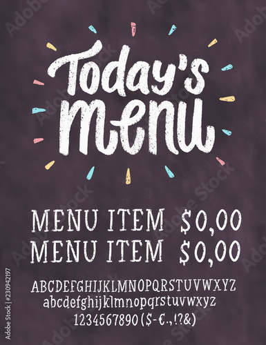 Photo Today's menu. Chalkboard menu template.