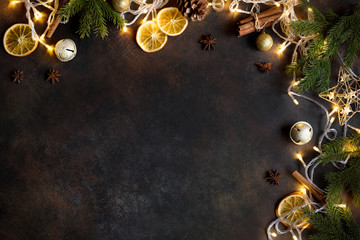 Christmas frame with lights