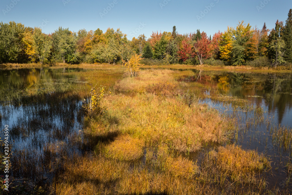 Fall colors on the Magalloway River in Errol, New Hampshire. Fall colors on the Magalloway River in Errol, New Hampshire.