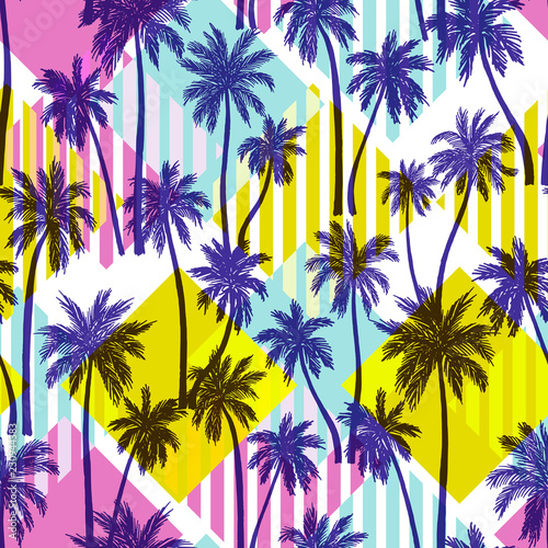 Seamless vector pattern with palm trees
