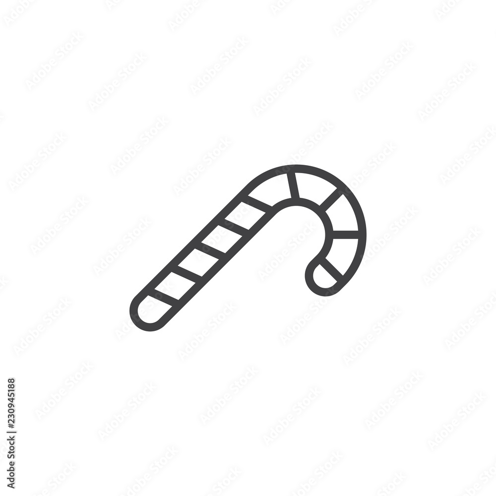 Candy cane outline icon. linear style sign for mobile concept and web design. Peppermint stick simple line vector icon. Xmas sweets symbol, logo illustration. Pixel perfect vector graphics Candy cane outline icon. linear style sign for mobile concept and web design. Peppermint stick simple line vector icon. Xmas sweets symbol, logo illustration. Pixel perfect vector graphics
