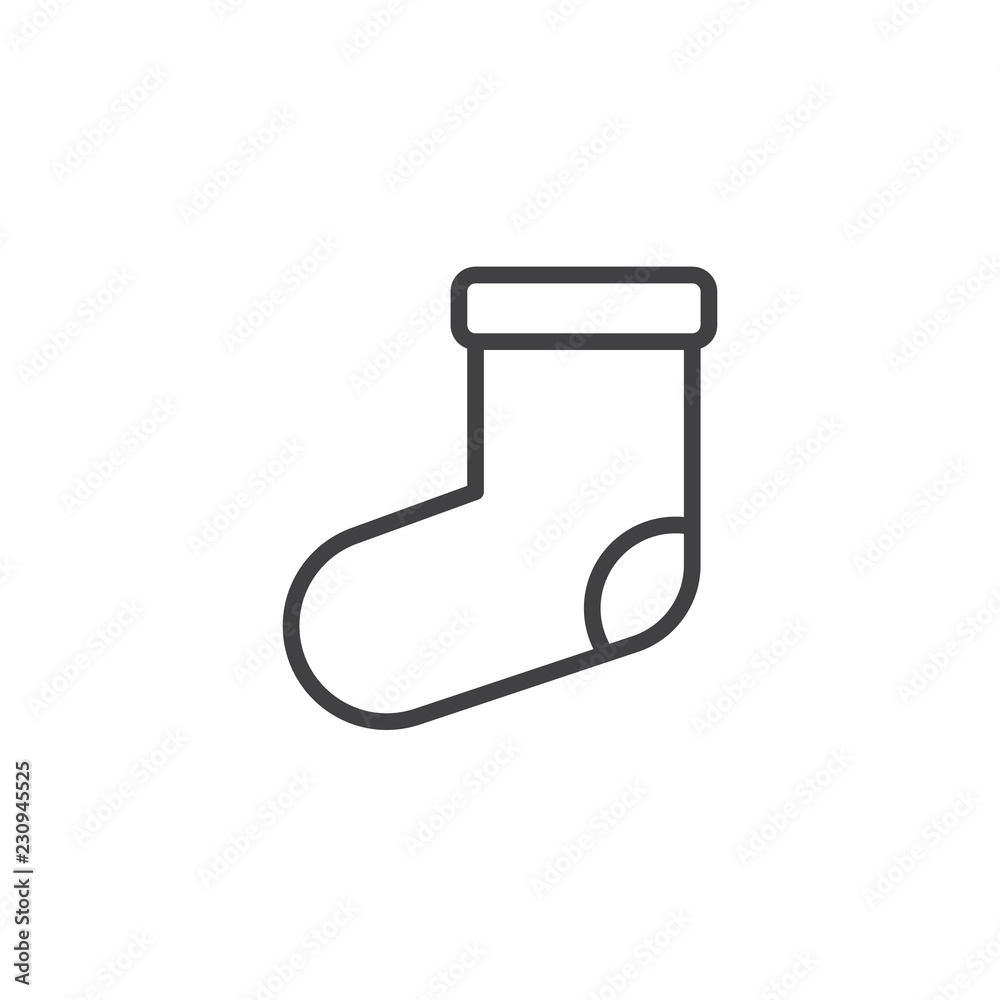 Christmas sock outline icon. linear style sign for mobile concept and web design. xmas decoration simple line vector icon. Symbol, logo illustration. Pixel perfect vector graphics Christmas sock outline icon. linear style sign for mobile concept and web design. xmas decoration simple line vector icon. Symbol, logo illustration. Pixel perfect vector graphics