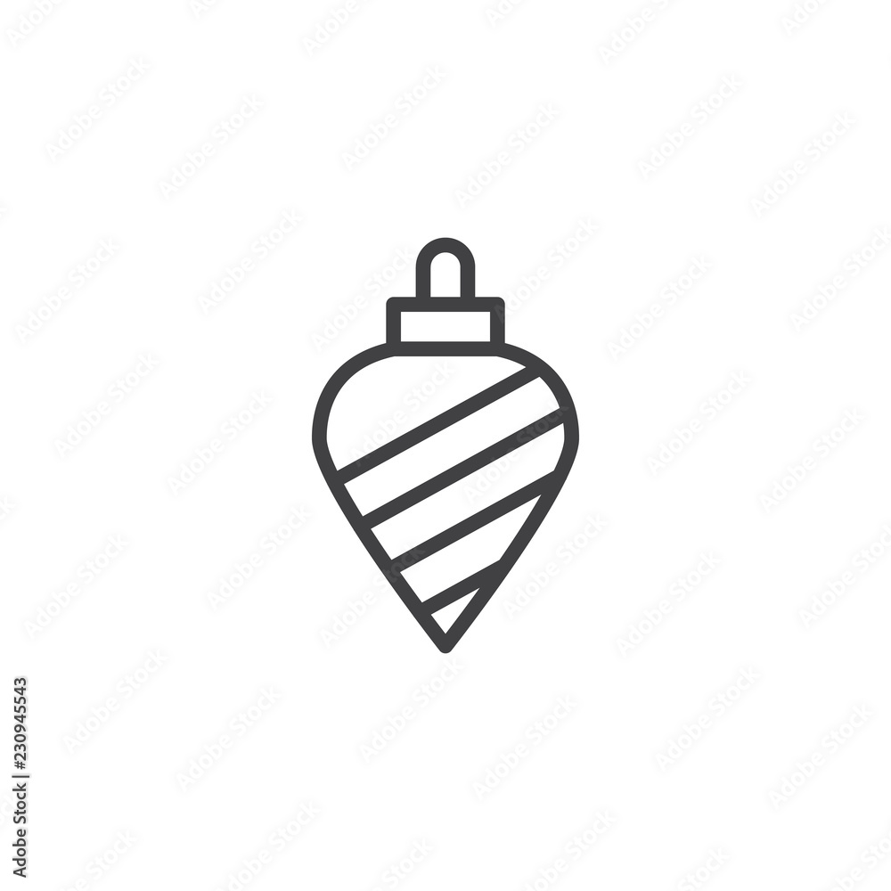 Obraz premium Christmas tree bauble outline icon. linear style sign for mobile concept and web design. Xmas cone decoration simple line vector icon. Symbol, logo illustration. Pixel perfect vector graphics
