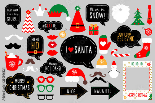 Christmas photo booth props. Merry christmas party .