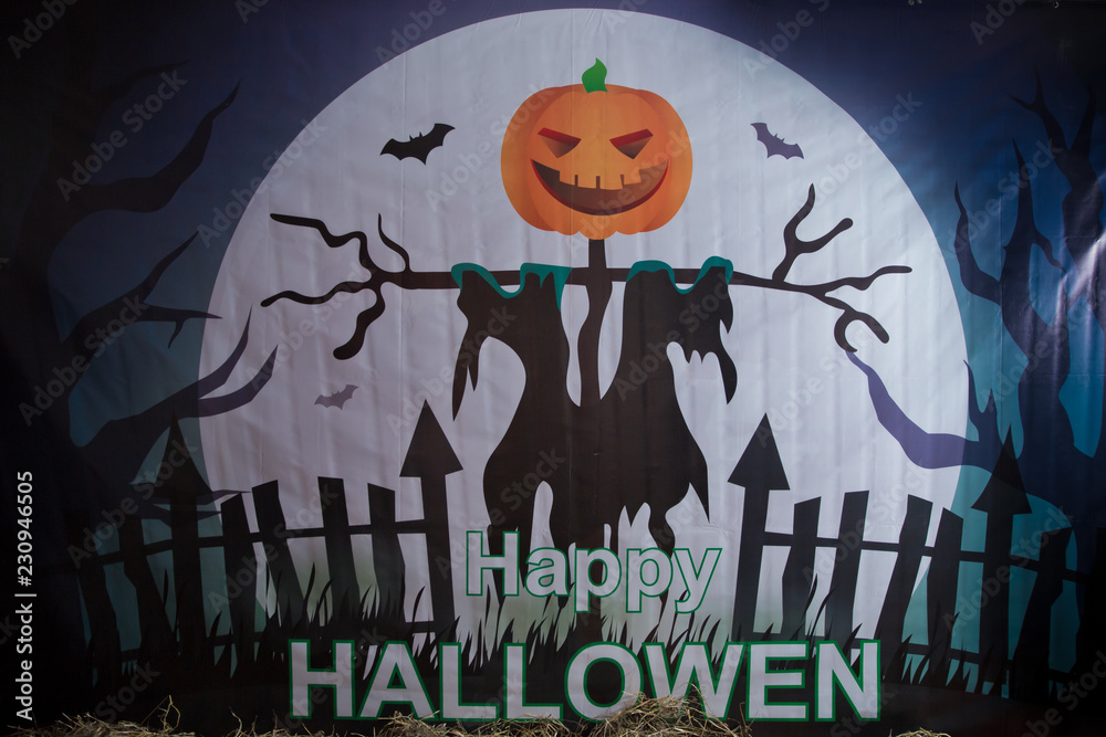 Happy Hallowen backgrounds . Halloween Pumpkin . Halloween pumpkin grinning in the most evil fashion .