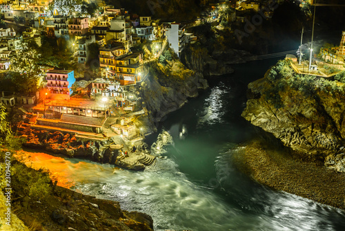 devprayag merger of two rivers at night photo