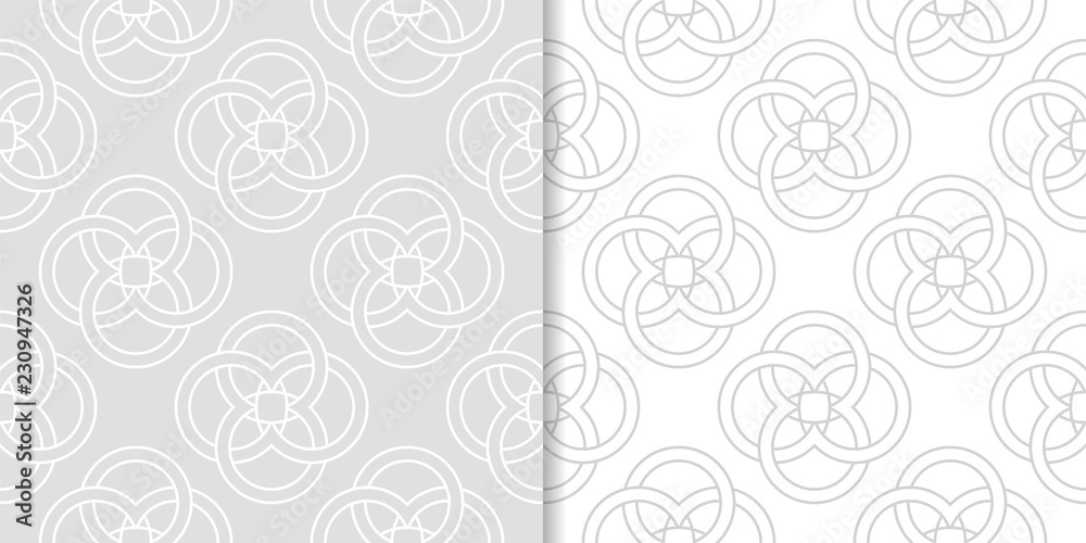 Obraz premium Light gray geometric ornaments. Set of seamless patterns