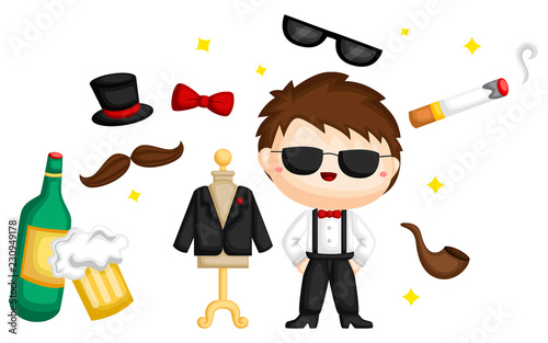 a vector set of a bachelor party related items