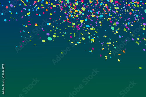 Confetti. Bright explosion. Colorful firework. Texture with colored glitters. Geometric background. Image for banners, posters and flyers. Greeting cards