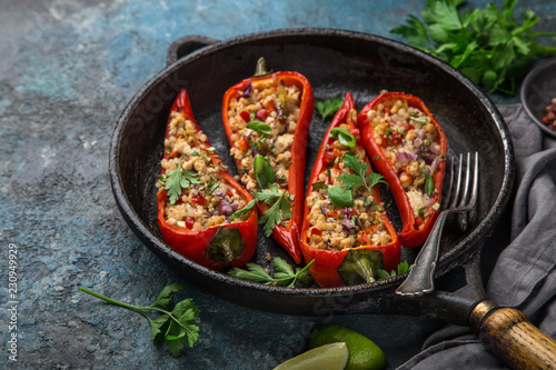 bell peppers stuffed with pearl couscous and vegetables
