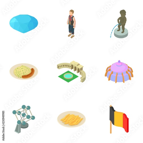 Deutschland icons set. Isometric set of 9 deutschland vector icons for web isolated on white background photo