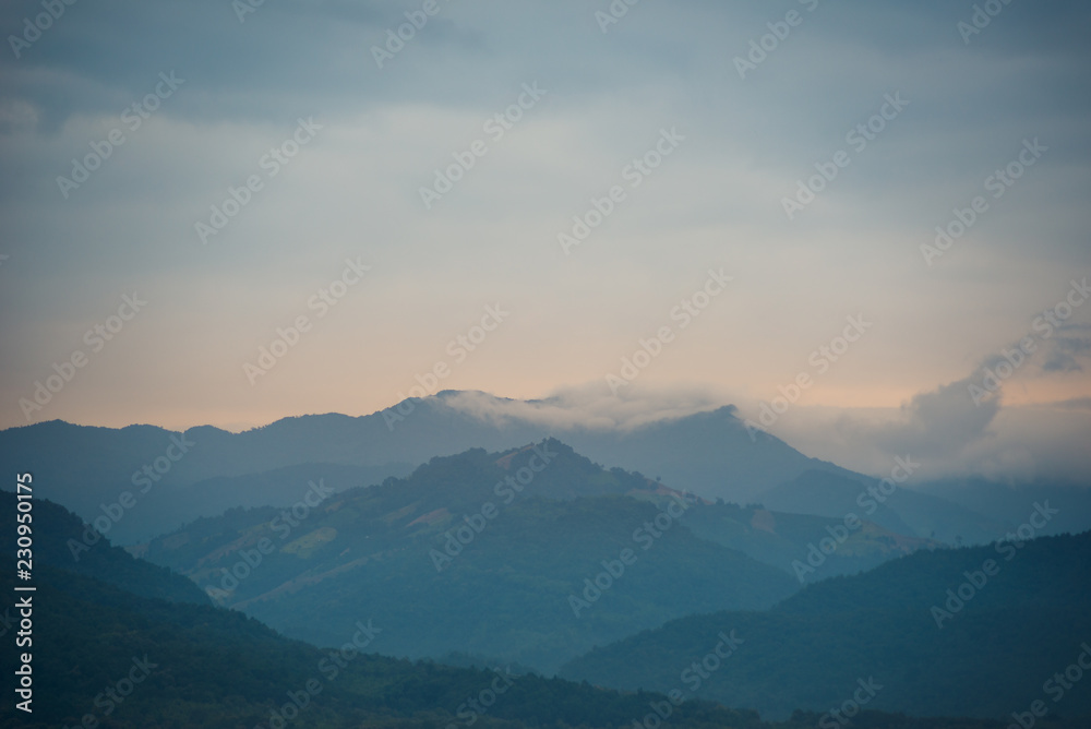 Landscape of mountain with cloudy in morning