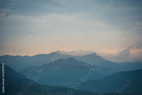 Fototapeta Naklejka Na Ścianę i Meble -  Landscape of mountain with cloudy in morning