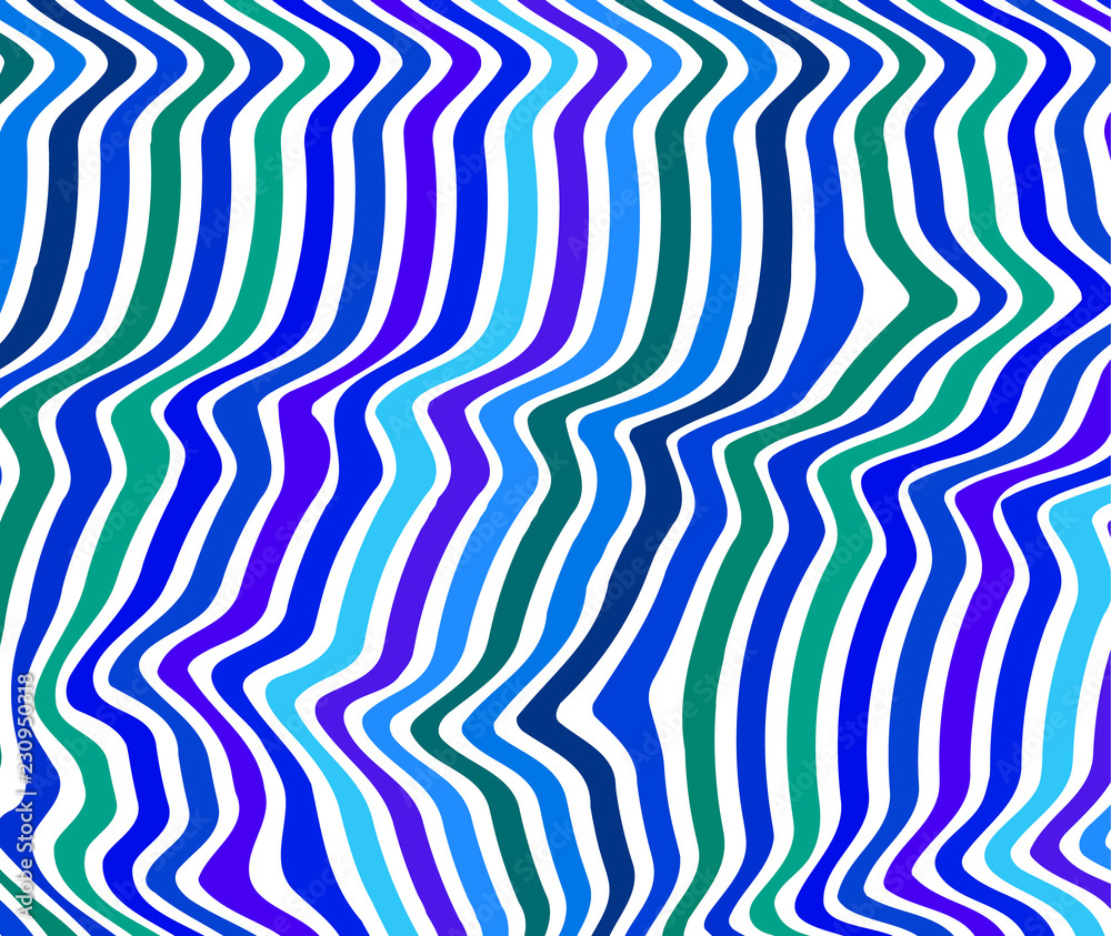 Abstract wave pattern. Blue light and dark line pattern for fabric. Graphic vector background.