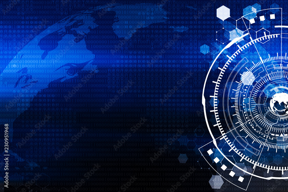 Technology and worldwide connection background concept in blue tone. Global network communication backdrop.