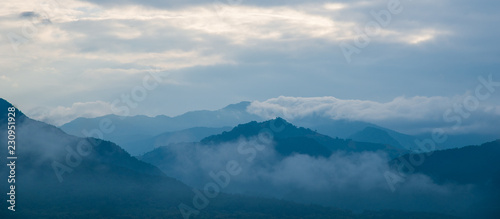 Landscapes of Mountain with sunrise sky