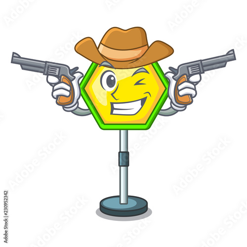 Cowboy character traffic sign regulatory and warning