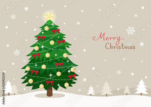 Christmas tree on winter background