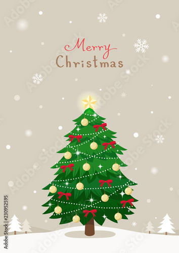 Christmas tree on winter background