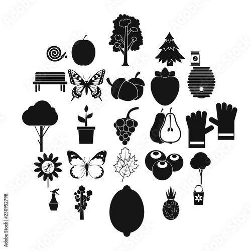 Grass icons set. Simple set of 25 grass vector icons for web isolated on white background