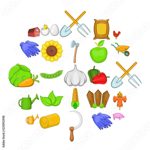 Grower icons set. Cartoon set of 25 grower vector icons for web isolated on white background