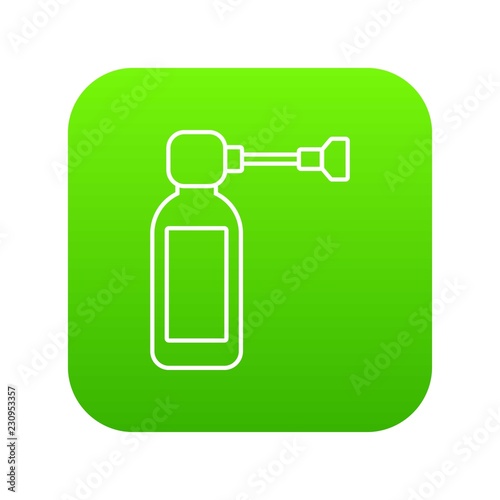 Inhaler icon green vector isolated on white background