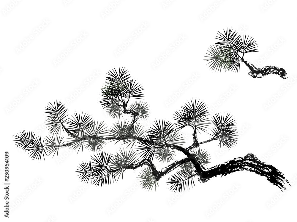 松 墨絵 水墨画 Stock ベクター Adobe Stock 松 墨絵 水墨画 Stock ベクター Adobe Stock