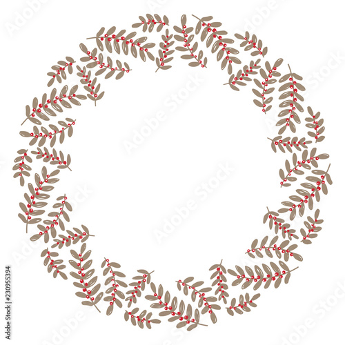 Christmas Wreath with Round Frame for Cards Design Vector Layout with Copyspace Can be use for Decorative Kit, Invitations, Greeting Cards, Blogs, Posters, Merry Christmas and Happy New Year.