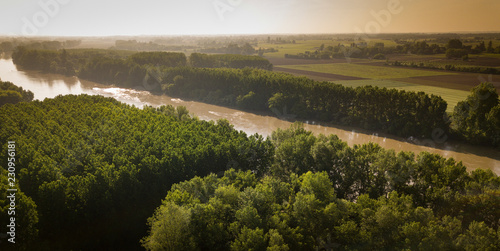 Aerial wiev Bordeaux region, garonne river, forest,landscape, Gironde photo