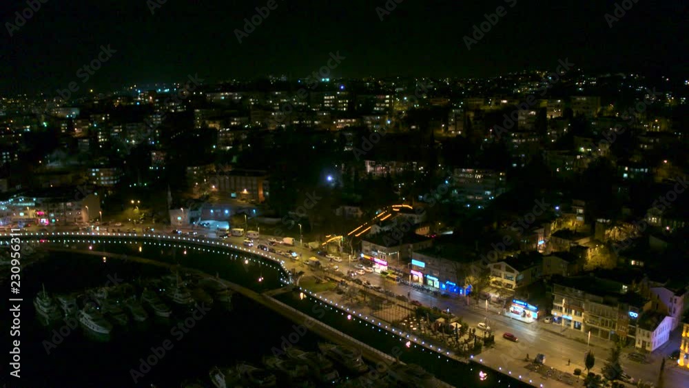 istanbul night aerial view and historic bridges istanbul night aerial view and historic bridges