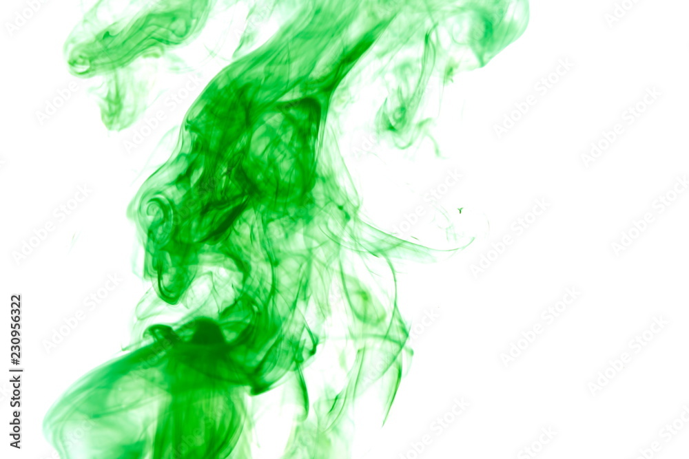 Green smoke on white background